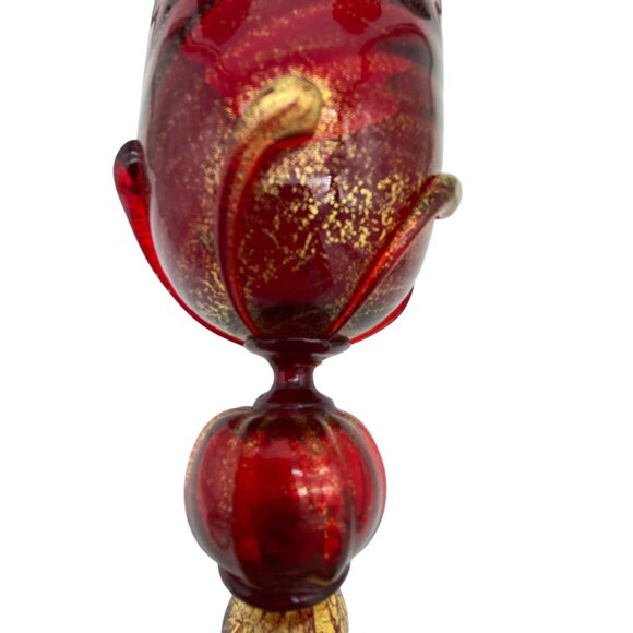 Venetian Vintage Murano Gold Infused Ruby Red Goblets Set of three - Picture 6 of 8